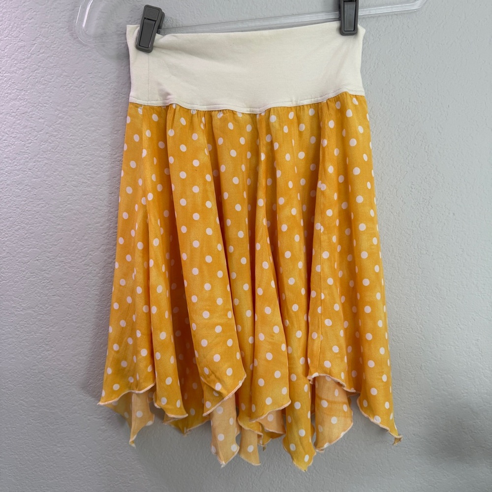 Yellow and White Asymmetrical Skirt with Unique Design
